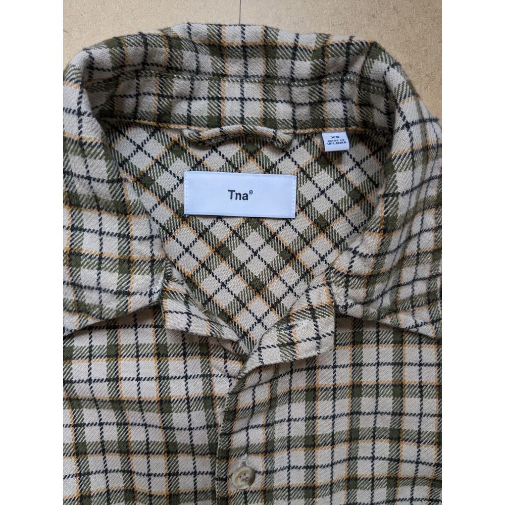 Aritzia Tna Plaid Oversized Button Up Beige Plaid Long Sleeve Shacket - Picture 1 of 8